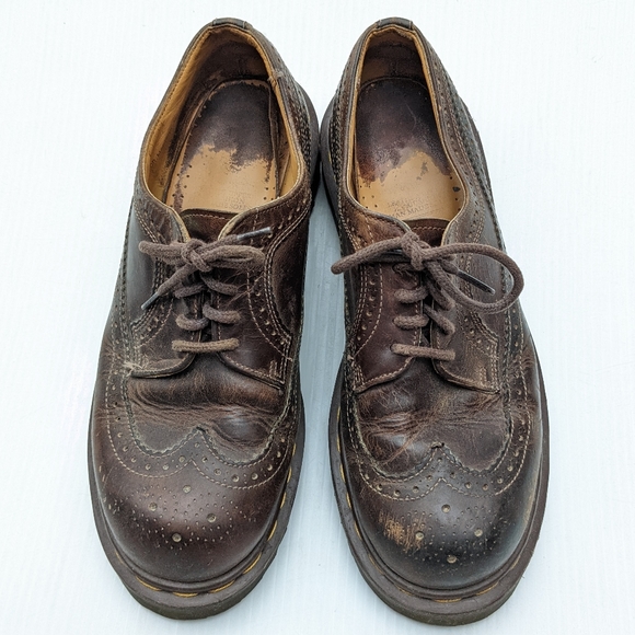 DOC MARTENS 3989 Vintage MIE brown wingtip brogue chunky loafers